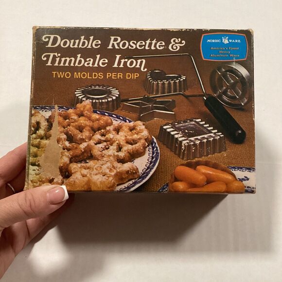 Vintage Nordic Ware Double Rosette and Timbale Iron 4 Molds in Original Box - Picture 1 of 5